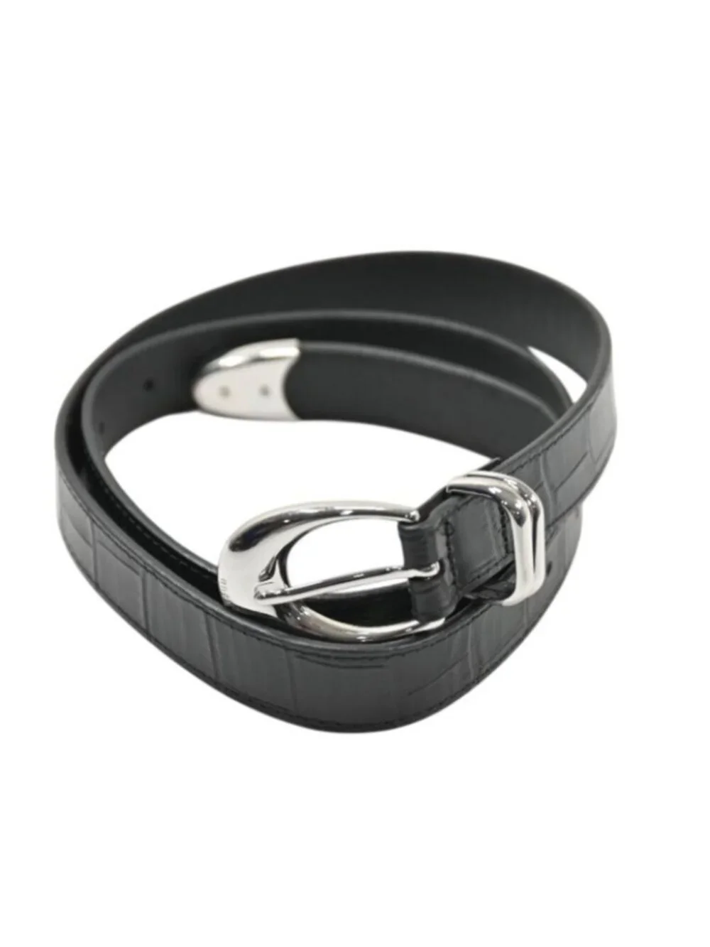 STAUD Slim Moon Buckle Belt 13mm in Black Silver
